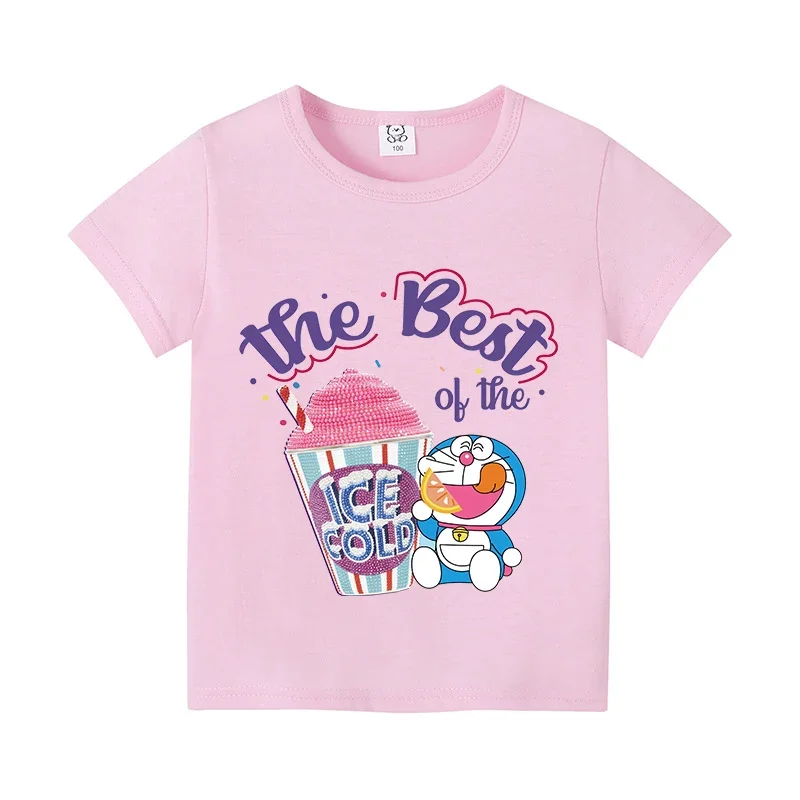 Doraemon New T-shirt for Children Cute Cartoon Clothes Fashion Anime Figure Print Clothing Top Kids Color Cotton Summer Tee Gift