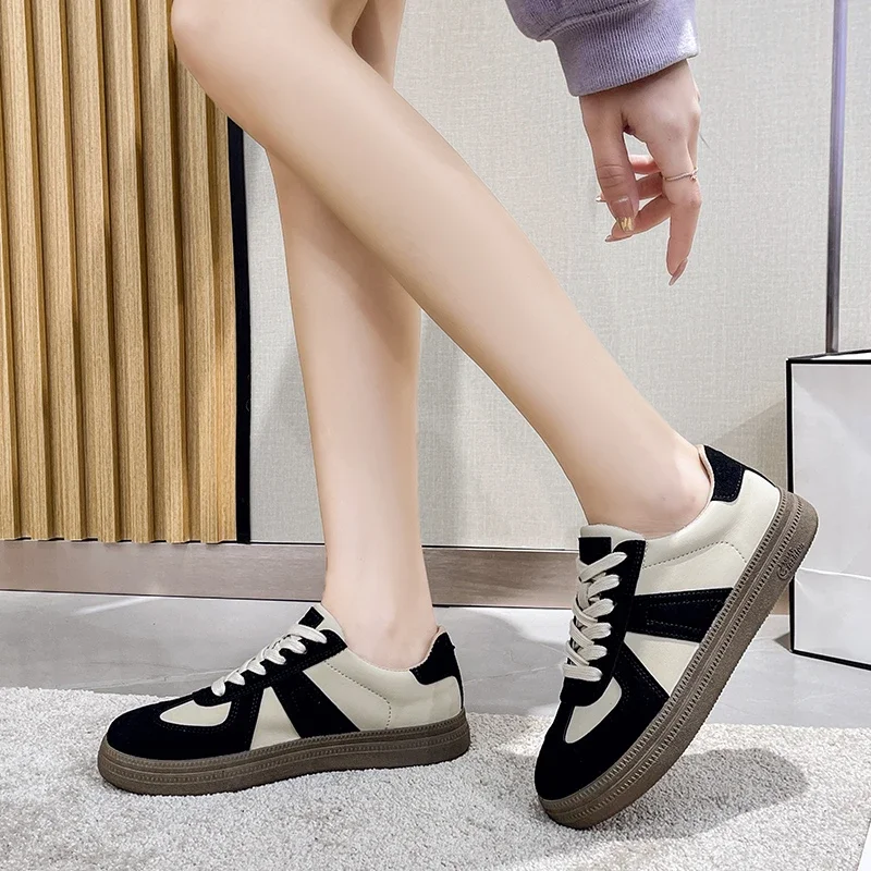 Shoes Woman 2024 Trend Cow Suede Leather Women Sneakers Mixed Color Flat Sneakers Ladies Casual Shoes Fashion Plus Size 40