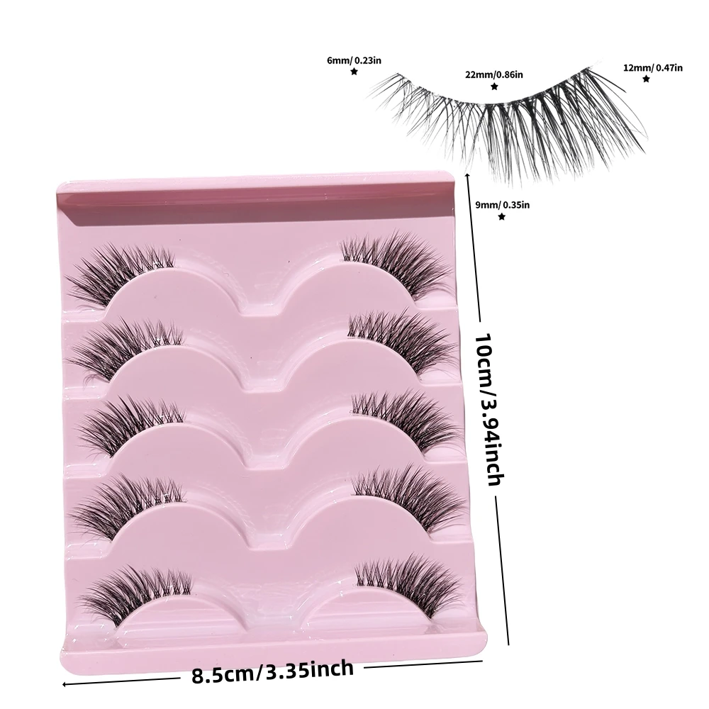 Wispy Half Lashes for 5 pairs Natural Volume and Curly Look - Perfect for Daily Dating and Party Makeup