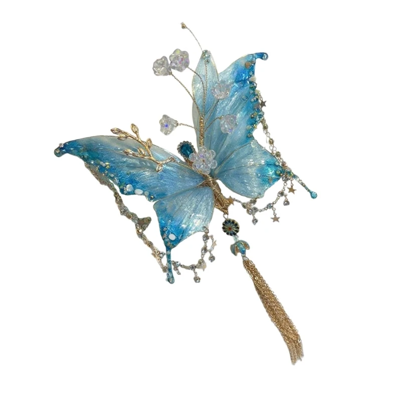 

Ancient Butterfly Hair Clip Dangling Hair Pin For Women with Delicate Tassels Traditional Costume Hair Accessories
