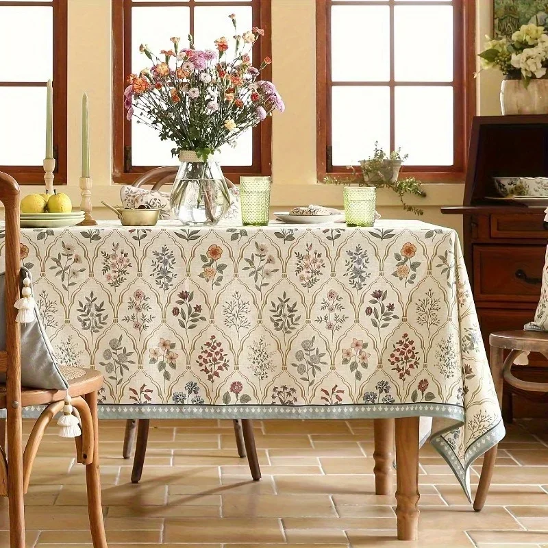 1pc Elegant Flower Tablecloth - Bright floral pattern, perfect for Thanksgiving and other occasions.yzb