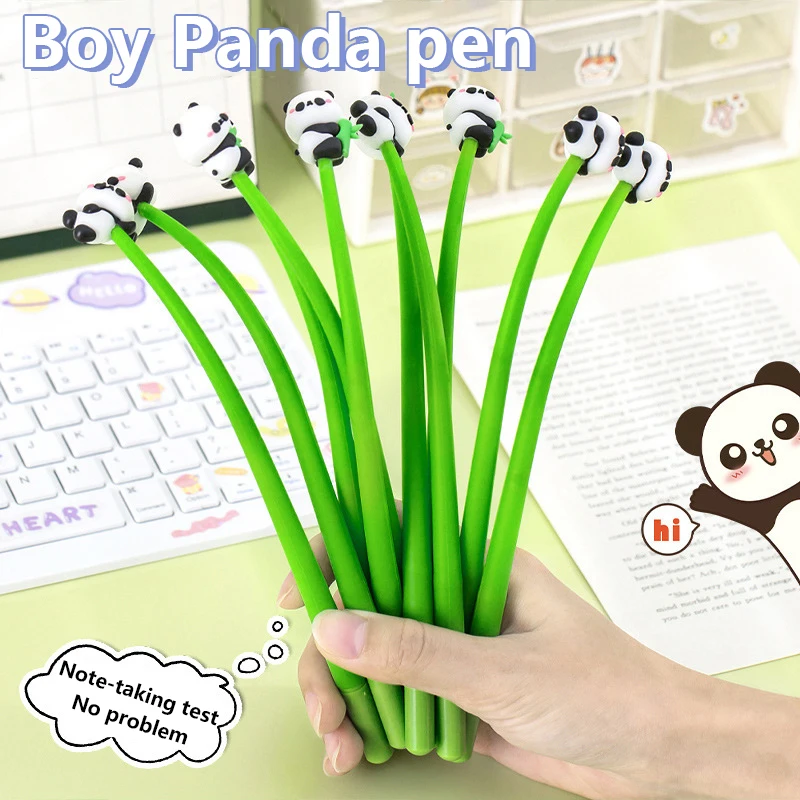 Pena Gel Panda lucu kartun Kawaii 0.5mm tinta hitam pena netral anak-anak alat tulis sekolah perlengkapan kantor pena tanda tangan