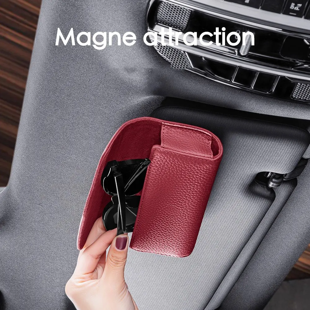 

Car Glasses Case Universal Auto Sun Visor Holder Sunglasses Storage Box Leather Interior Accessories For Porsche All Series
