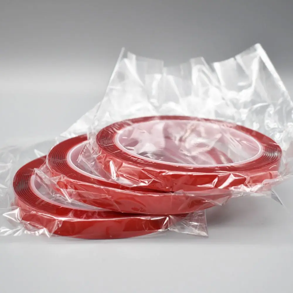 3Meters/Roll PET Red Film Double Sided Tape 6-50mm Width Strong Self Adhesive Sticker Tape Clear No Trace Fixed Pasted Tapes