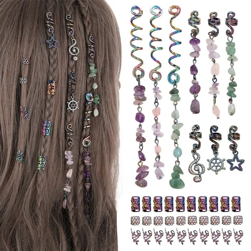 Galaxy Colorful Women\'s Dreadlock Hair Clips Boho Fashion High Street Club Party Hair Clips For Femme Fashion Jewelry 2024 New