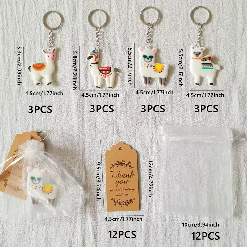 36 PCS Creative Alpaca Keychains Cute Cartoon Animal Novelty Key Ring For Alpaca Themed Party Decoration Birthday Party Favor Ac