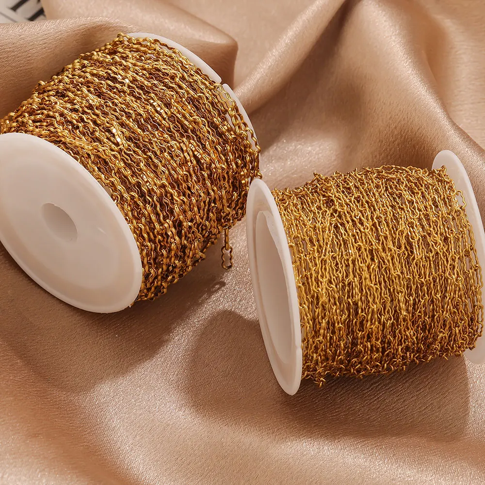 1 متر الفولاذ المقاوم للصدأ اليدوية سلاسل القرع DIY بها بنفسك صنع المجوهرات قلادة سوار مفتاح لوازم أقراط صنع سلسلة الجسم #5