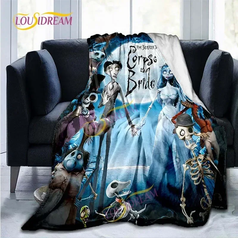Tim Burtons-Manta de amor a cuadros de película animada para novia cadáver, colcha cálida para sofá, manta textil para el hogar para niños