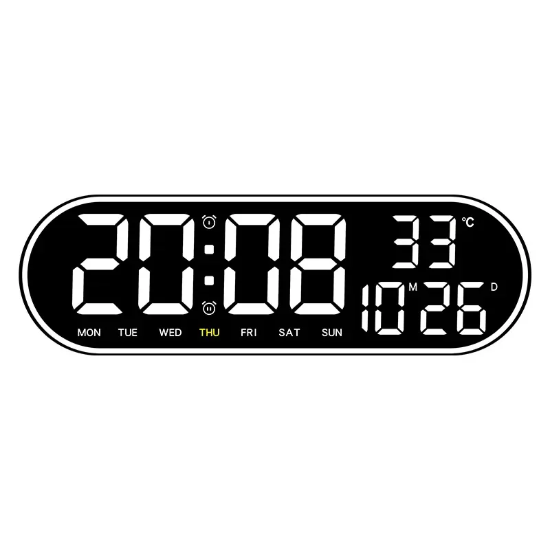 LED Digital Wall Clock Remote Control Electronic Mute Clock with Temperature Date Week Display 15-inch Timing Function Clock