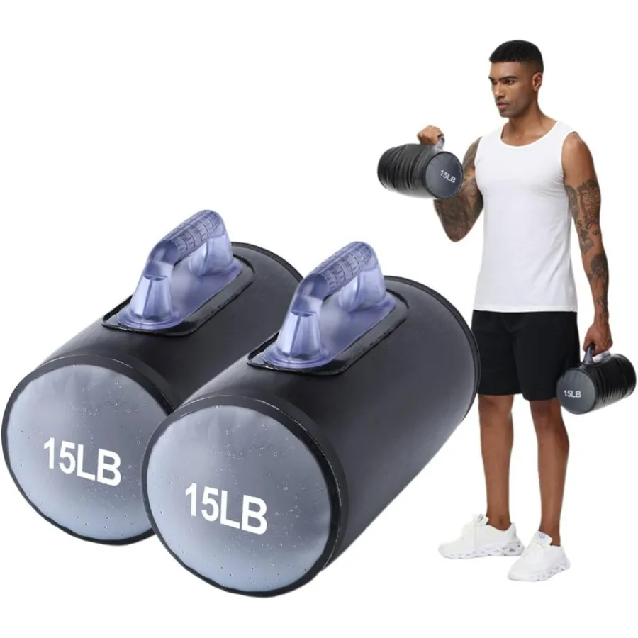 

Water Dumbbells, Water Filled Training Dumbbells, Travel Weights Set, Adjustable Weights to 30 LBS/14 KG pair, Portable Gym for