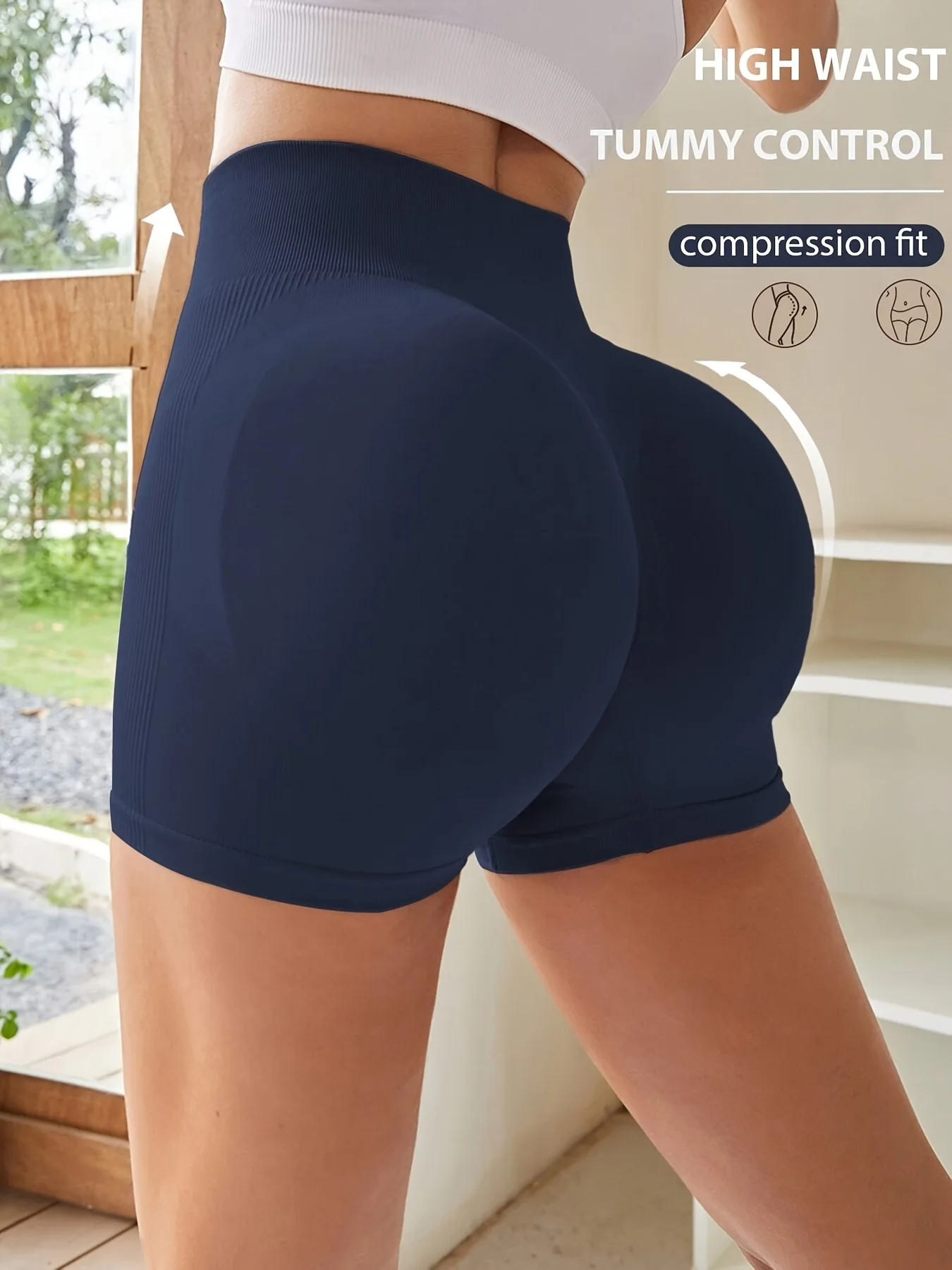 Naadloze compressiesportshorts met hoge taille voor dames Bilverbeterende casual stijl Outdoor Fitness Yoga Multifunctionele shorts