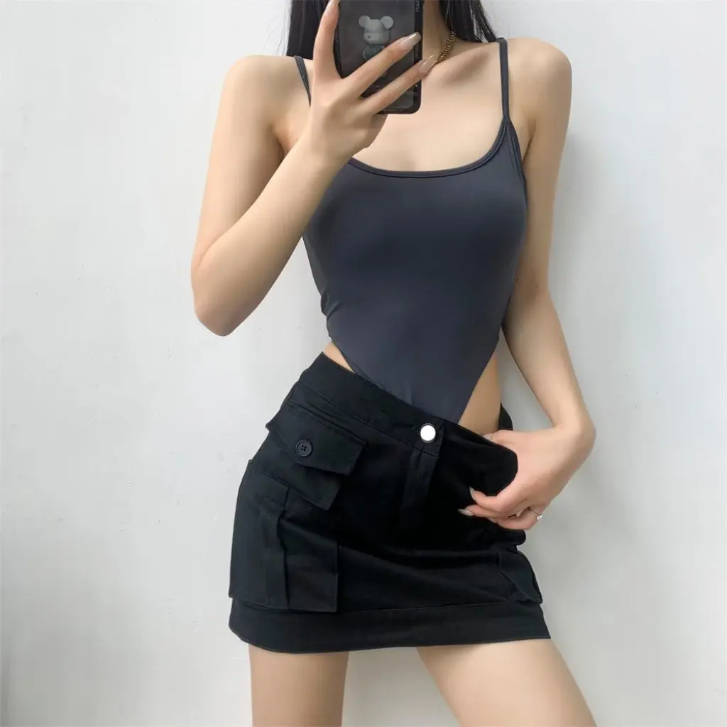 

YPFF женский цельный костюм на бретельках с открытой спиной, сексуальный дизайн с большой спиной, верхняя одежда в европейском и американском стиле с накладкой на грудь