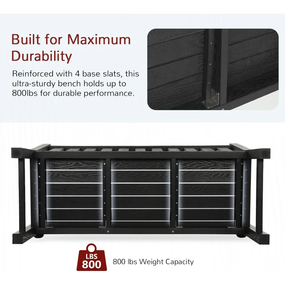 مقعد خارجي متين لشخصين، مادة هيب إس مقاومة للطقس، يدعم ما يصل إلى 800 رطل، أثاث حديقة غير قابل للتعفير #5