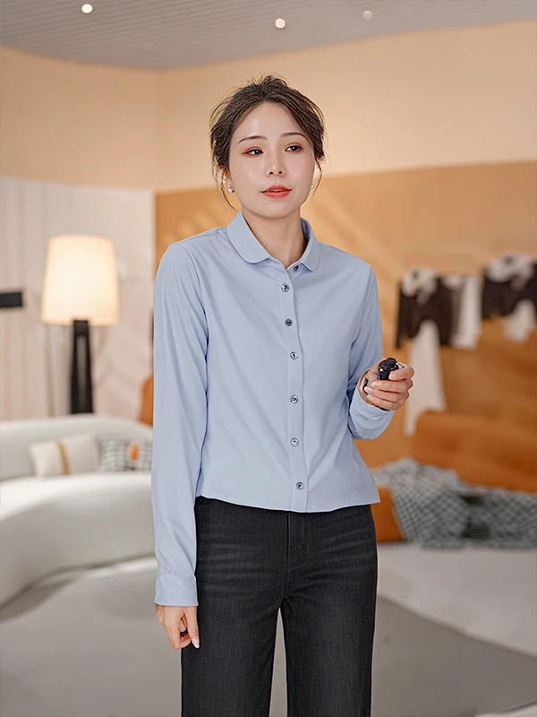 

Chana Long Sve Casual irt Women's Turn-down Collar Commute Faionable Base Layer Top Thiened Warm Regenerated Fiber