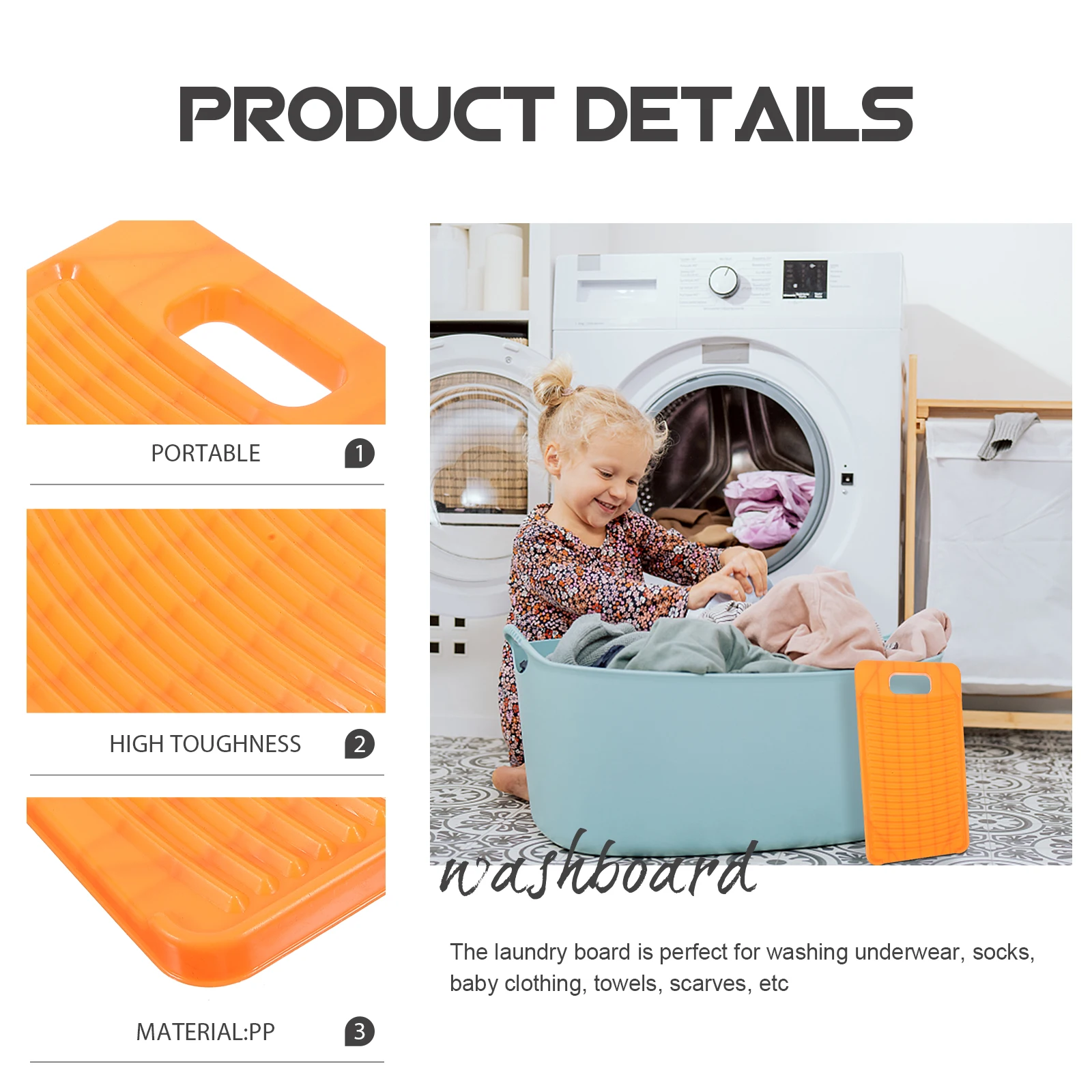 

Anti-Slip Portable Washboard For Hand Washing Clothes Durable Thickened Laundry Board Manual Small Washing Board Travel
