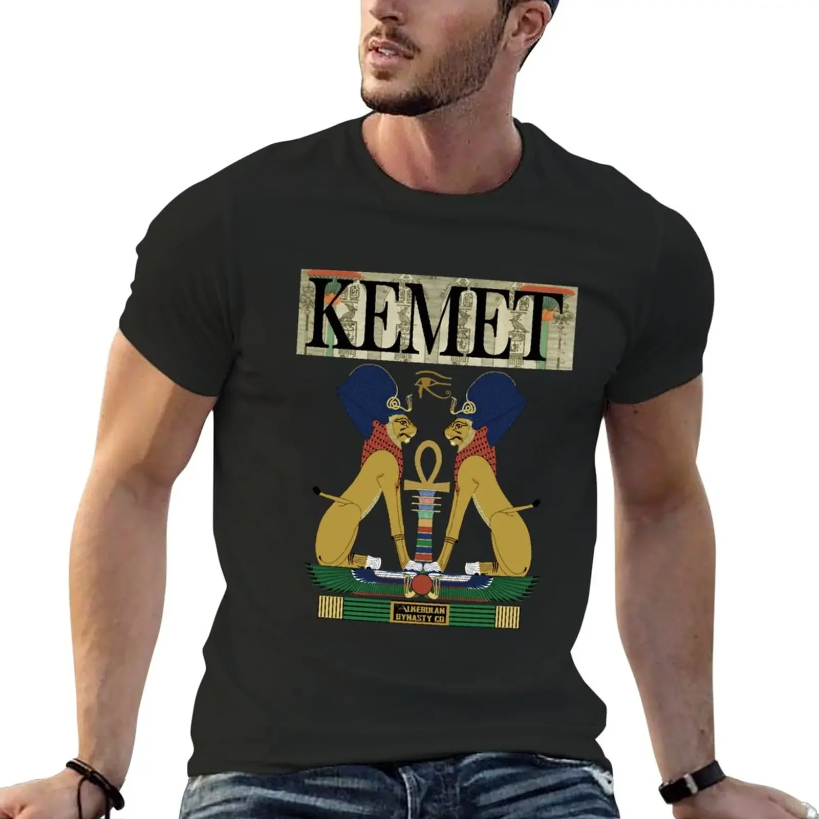 New Royal Kemet Egyptian Lions and Ankh Cross T-Shirt Oversized t-shirt funny t shirts T-shirts for men cotton