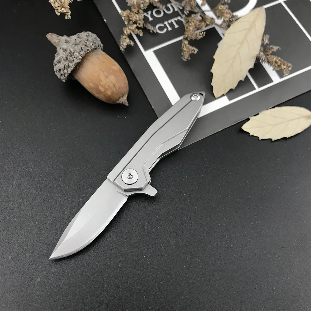 Pocket Mini Folding Knife D2 Blade Stainless Steel Handle Small Lightweight Pocket Knife Multifunctional Outdoor Rescue Tool