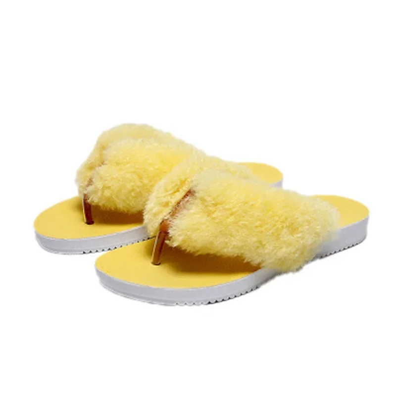 Spring And Summer New Style Cashmere Fashion Can Be Worn Outside Flip Flops Ladies Thick-Soled Home Non-slip Waterproof Shoes