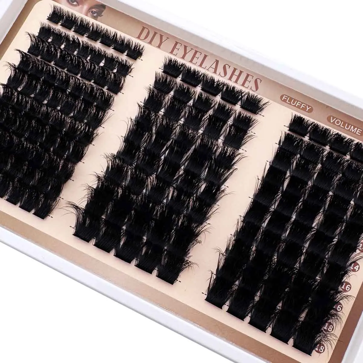 60D+80D+100D/120D+160D+200D+300D D-Curly DIY At Home Lash Clusters, Eyelash Clusters, Individual Eyelashes Fake Lashes