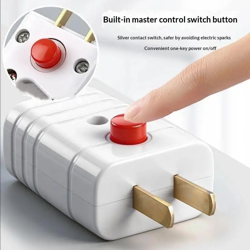 New 2 Prong Electric Power Plug With On Off Switch And Thick Pure Copper Pins 10A 250V For Home Office Daily Use
