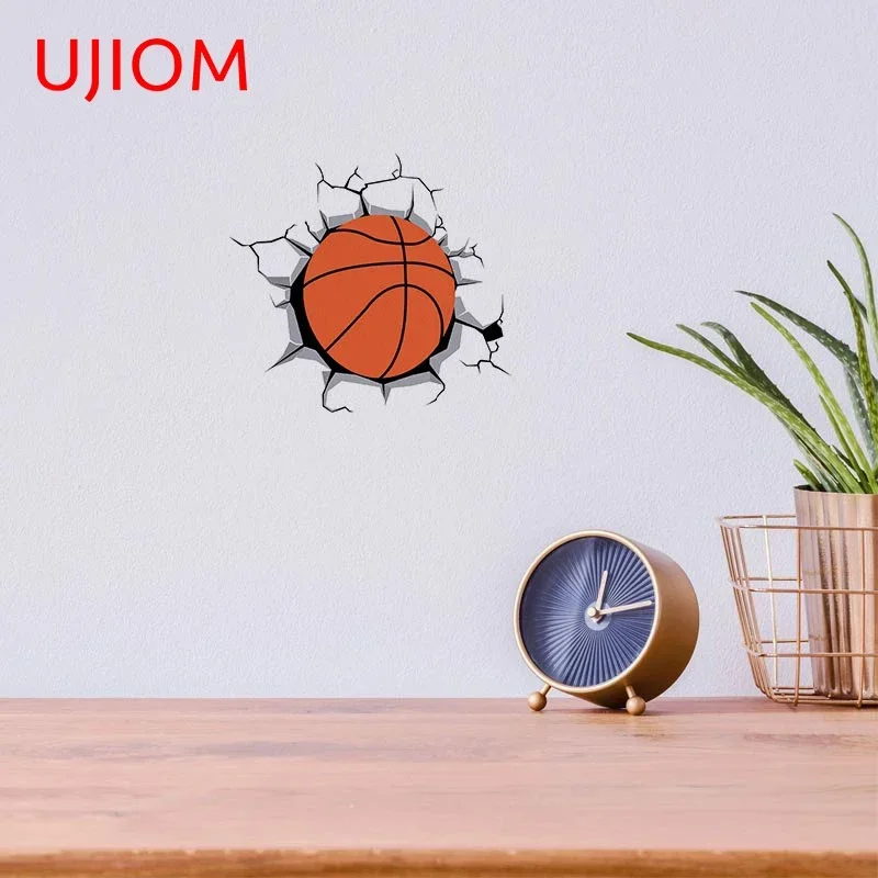 UJIOM Cool Basketball Crack Wall Sticker Sunscreen Vinyl Decal Creativite Home Decor Nice Bathroom Accessories Scratch-Proof