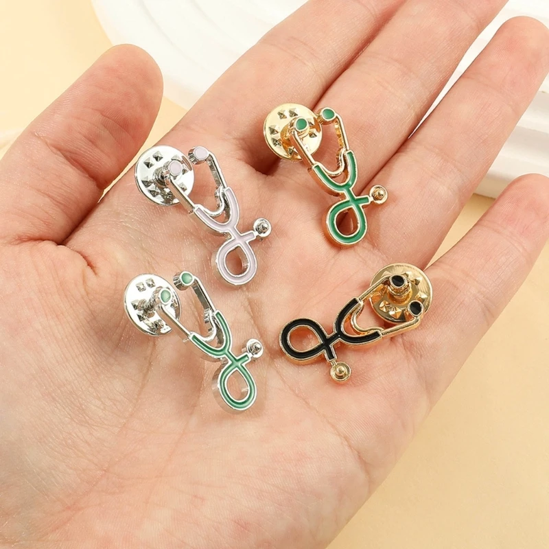 15pcs Stethoscope Pin Nurse Brooch Doctor Student Badges Jewelry Enamel Pins Backpack Safety Pin for Unisex