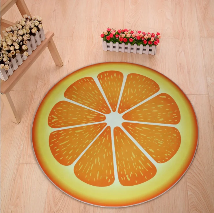Round 3D Fruit Print Carpet for Living Room, Parlor, and Cozy Home Spaces Decor