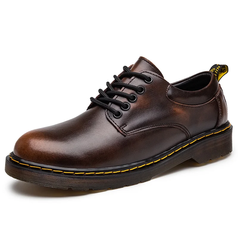 Sapatos de couro genuíno para homens, sapatos casuais luxuosos, interior confortável, tendência artesanal, ferramentas de lazer de alta qualidade, tamanho 38-48