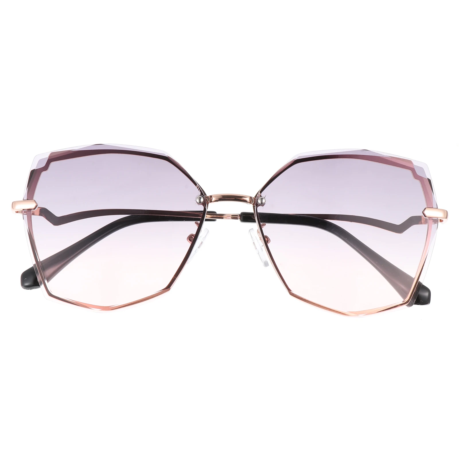 

Sunglasses Rose Gold Frame Gray Pink Lens Stylish Fashion Glasses All Match Practical Creative Eyewear High Quality