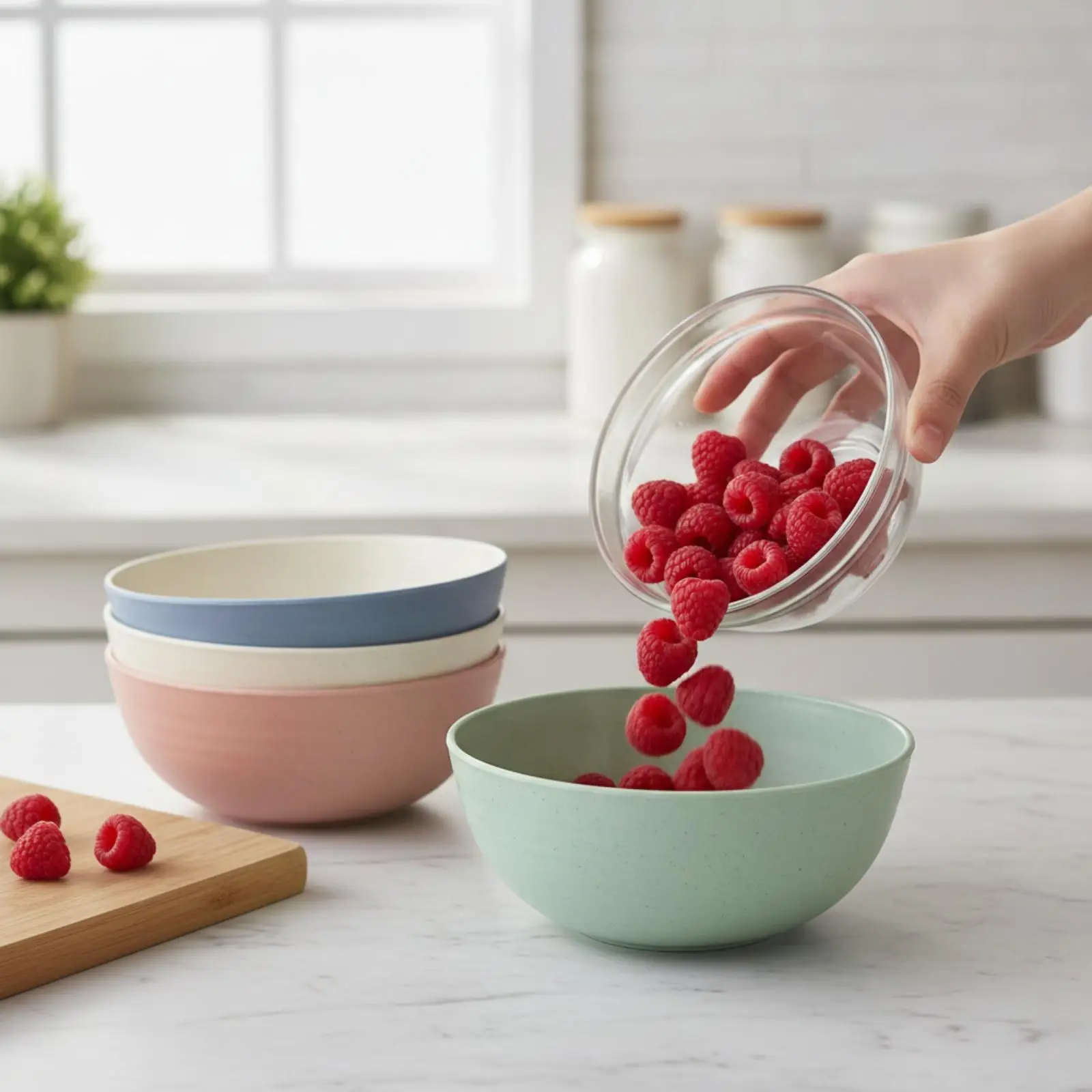 Lightweight Wheat Straw Bowl for Breakfast Cereal and Snacks Speckled Matte Surface Stackable PP Bowl for Home Camping