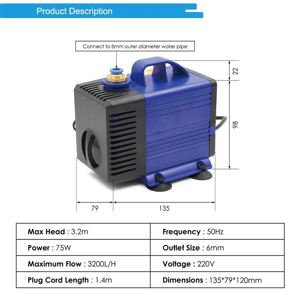 G-Penny 2,2 kW ER20 Wassergekühltes Spindel-Kit, CNC-Spindelmotor 80*230 & Huanyang-Wechselrichter & 80-mm-Halterung & Wasserpumpe & Spannzangen – Detail 11