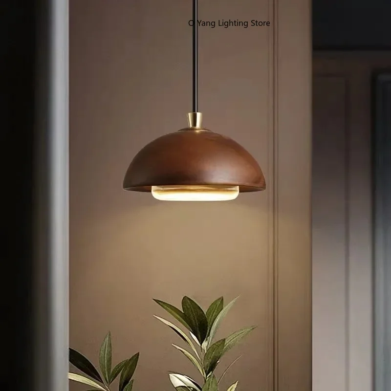 Japanese Wabi Sabi Style Wooden Restaurant  Bedside Lamp Bedroom Bar Counter Vintage Pendant Light