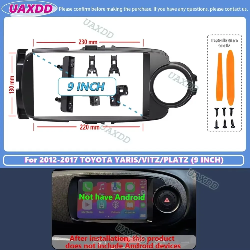 For 2012-2017 TOYOTA YARIS VITZ PLATZ 9INCH 2 Din Car Interior Android Frame Kit Panel Center Cable Harness Adapter Canbus Box view 3