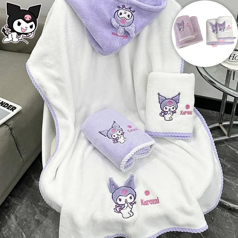 Sanrio Hello Kitty Bathrobe Absorbent Kuromi Soft Face Towel Women'S Ultra Fine Fiber Quick Drying Towel Fitness Sports Bathrobe