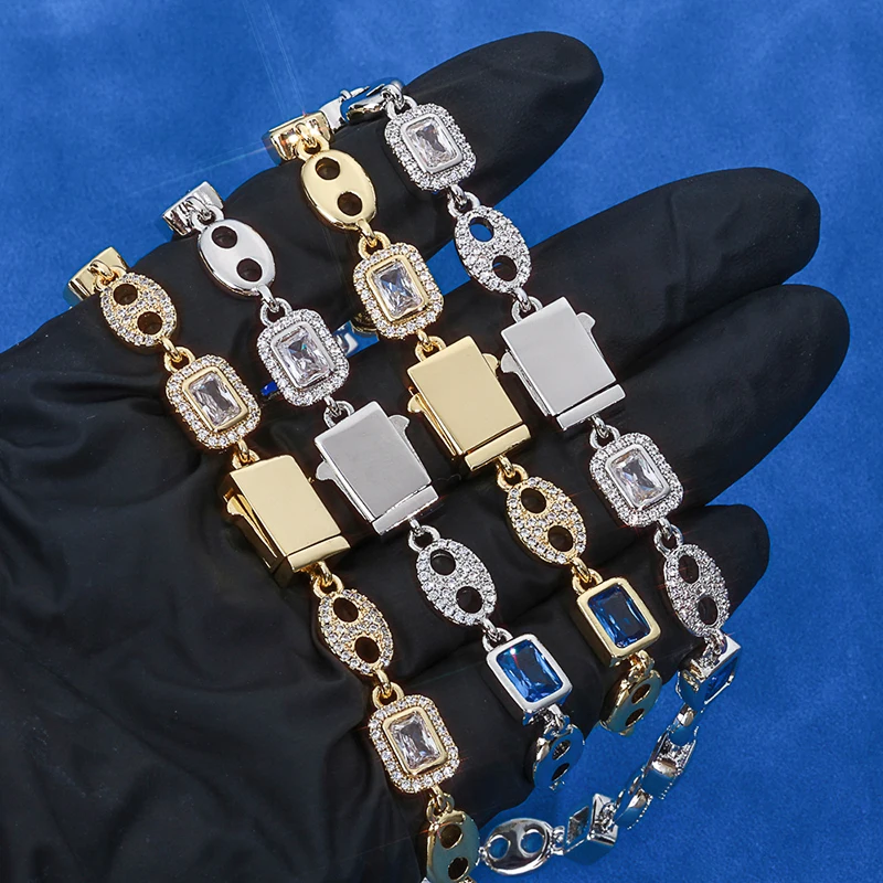 

Хип-хоп 5A+ CZ Stone Bling Iced Out квадратные кофейные зерна теннисная цепочка-колье ожерелья для мужчин женщин унисекс рэпер ювелирные изделия