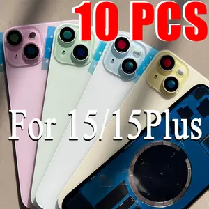 Bilashmart 10 Rear Battery Door Back Glass iPhone 15 Pre Installed Plate and Camera Frame Back Cover Replacement Part 15 Plus