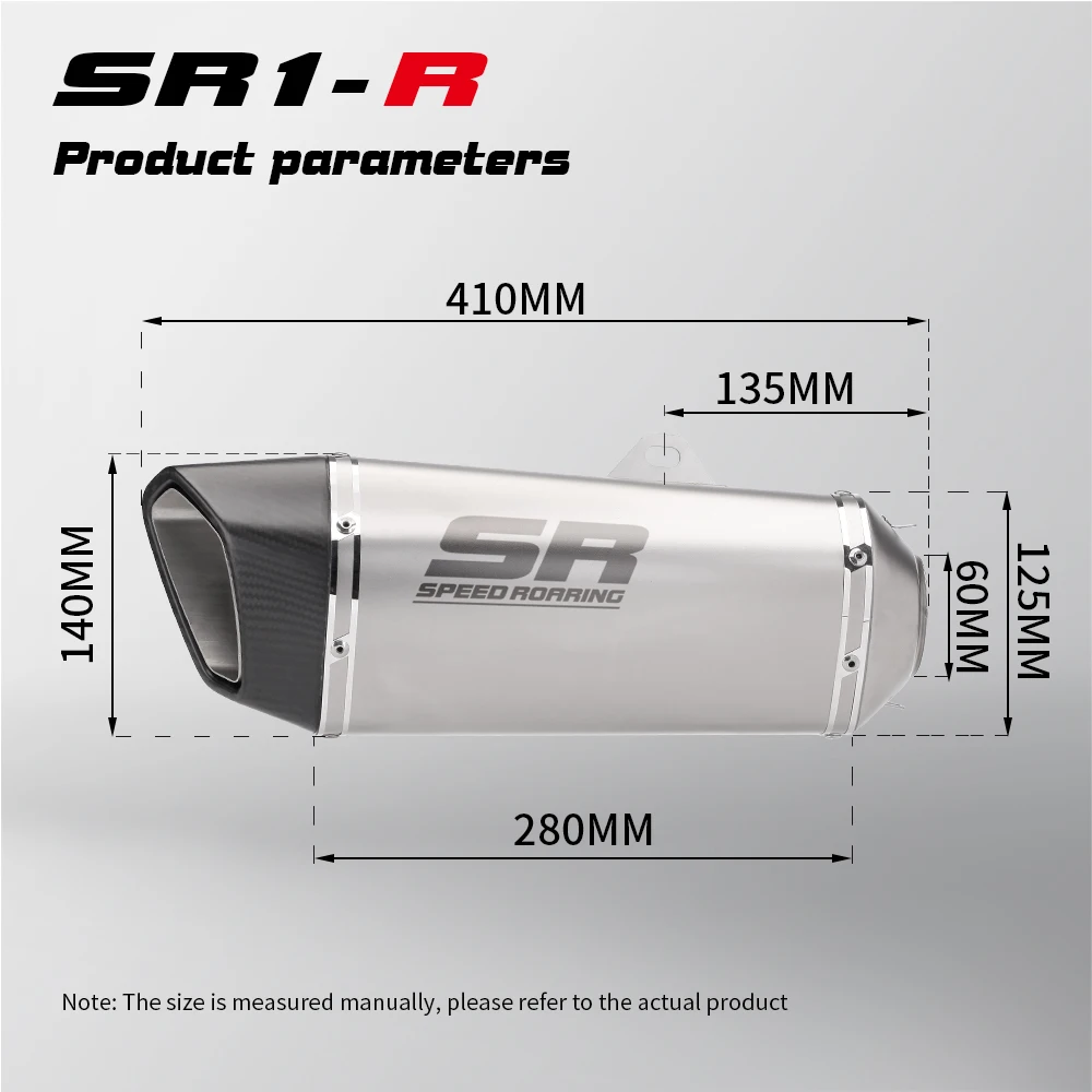 SR Project SR1-R Muffler General Motorcycle Exhaust Carbon Muffler 60mm inlet for r3 z900 ninja400 crf250 crf1100 GSXR CBR650