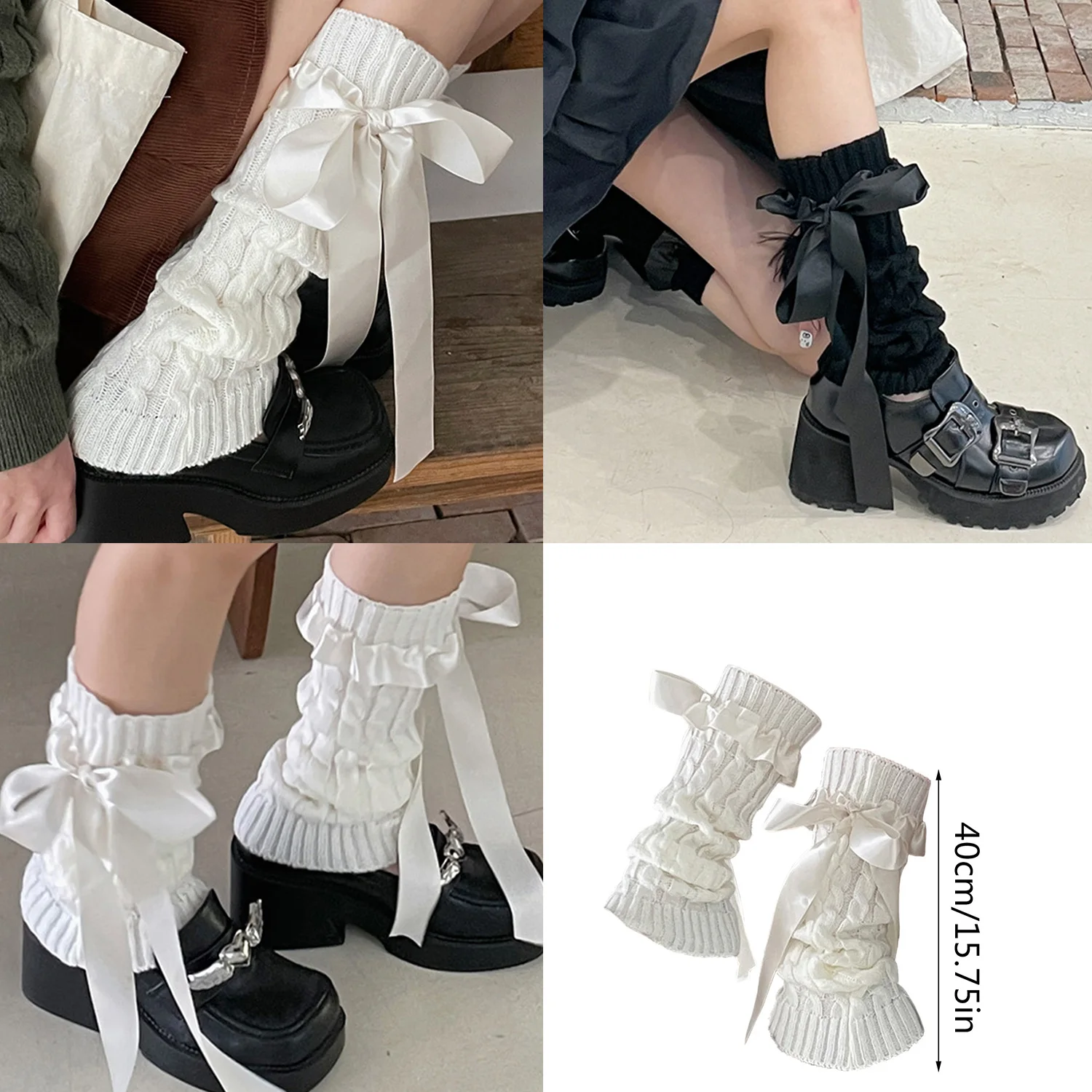 Y2k Winter Leg Warmers Fluffy/Knitted Arm Warmers Gothic Lolita Knit Long Socks Women Leg Warmer Stylish Stretchy Boots Cover