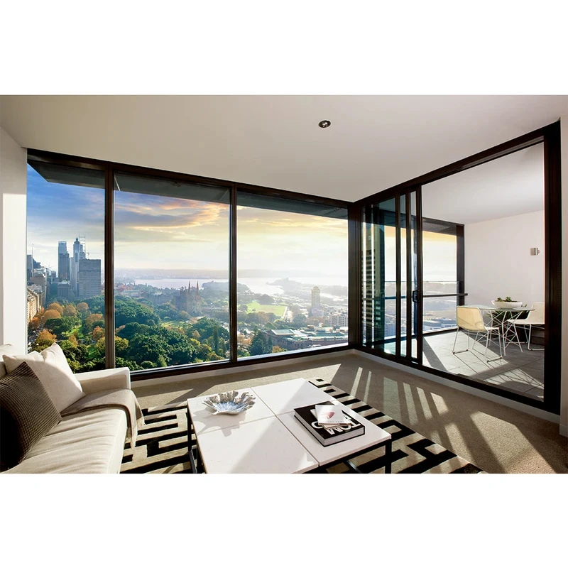 Panoramic Hurricane Impact Resnt Double Tempered Glass Aluminum Full View Fixed Window