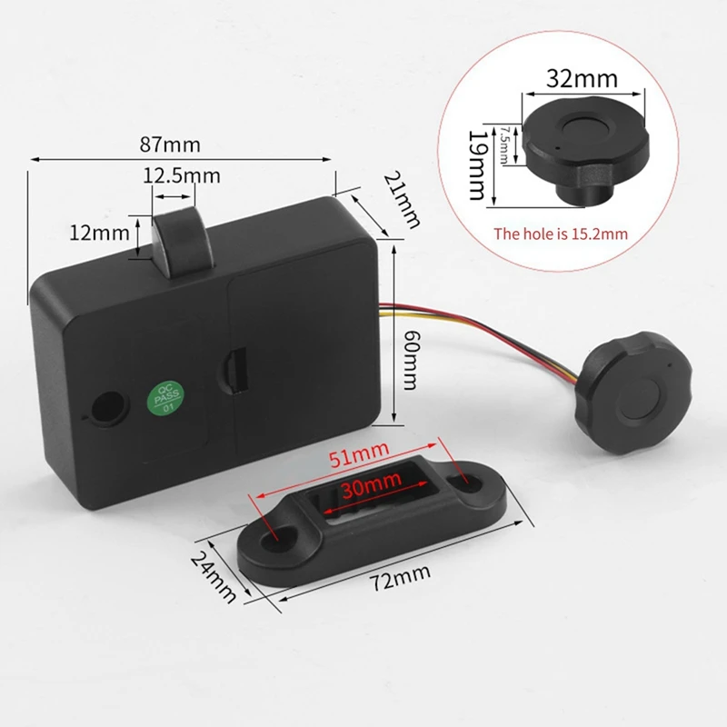 ABNO-Smart Fingerprint Drawer Lock Cabinet Furniture Electronic Keyless Induction Lock Locker Anti-Theft Password Lock