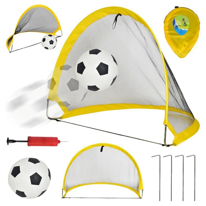 Juguete de portería de fútbol plegable, red de fútbol portátil de gran tamaño de 65Cm para niños, juguete deportivo al aire libre con balón de fútbol duradero y fácil de usar