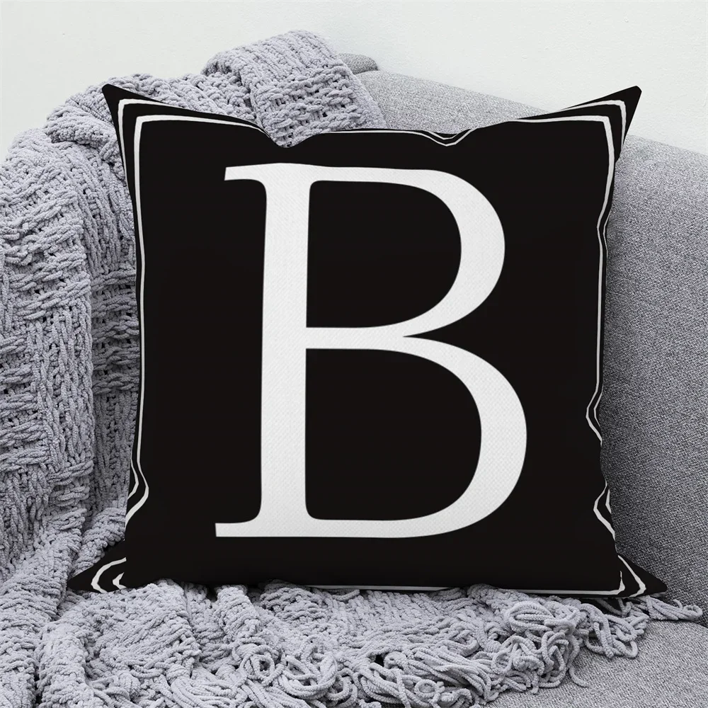 White English letters A-N Black Pillow Set bedroom Living room Living room Soft Decoration Pillow pillow covers decorative