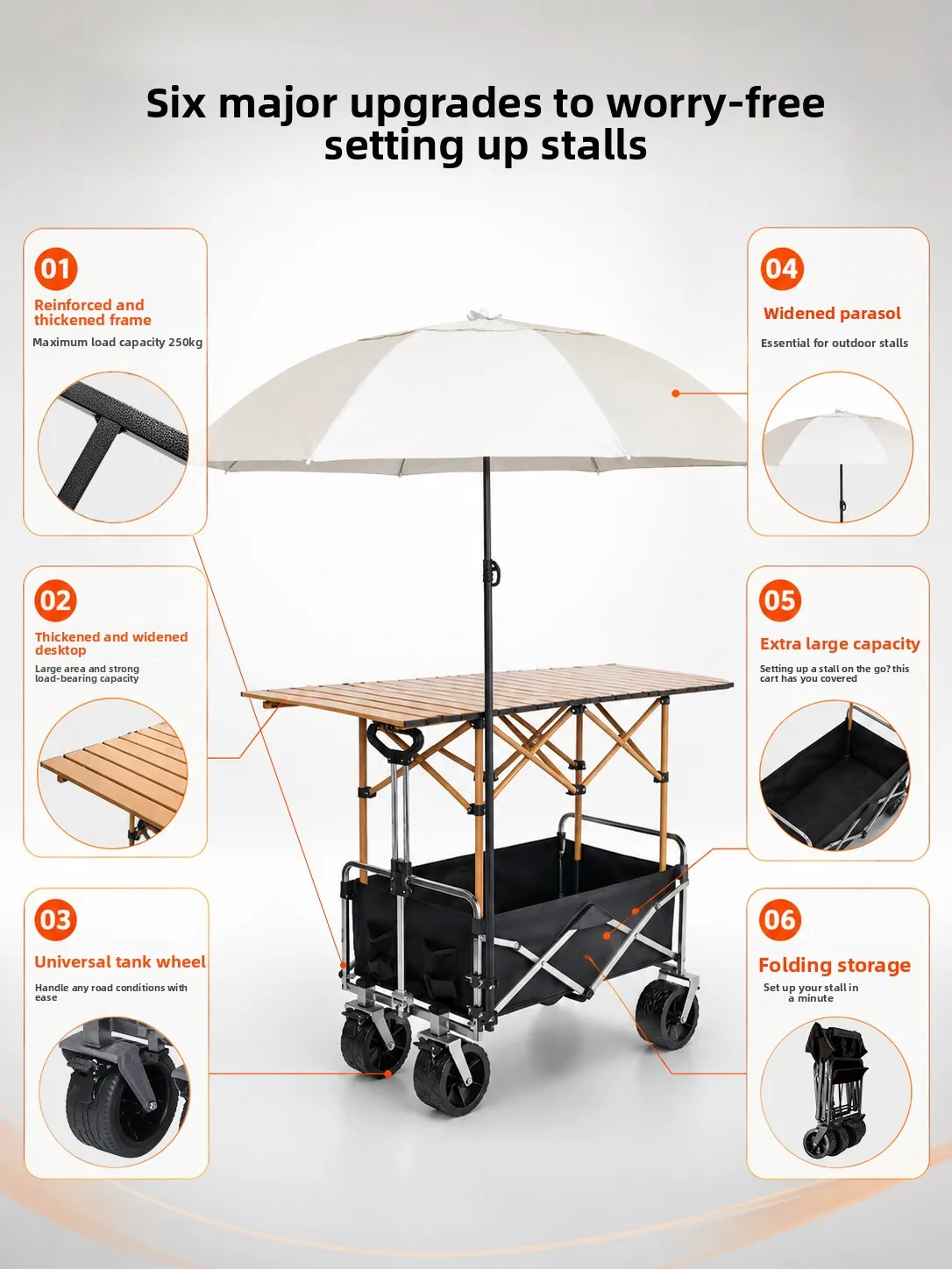 Stall trolley commercial stall dedicated liftable mobile outdoor camping multi-function