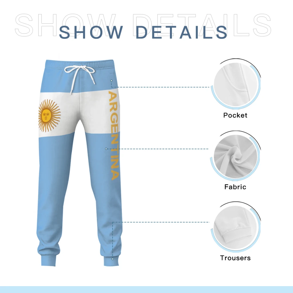 Mens Sweatpants Argentina Flag Pants with Pockets Joggers Soccer Football Multifunction Sports Sweat With Drawstring