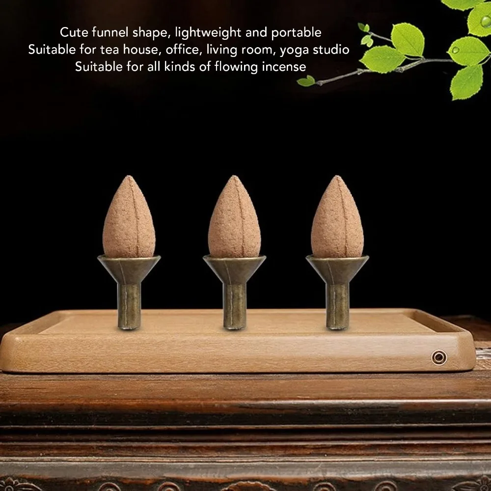 100pcs Alloy Incense Cone Tray Funnel Shape Mini Size Incense Cone Holder 1in Backflow Design Incense Stick Rack For Teahouse