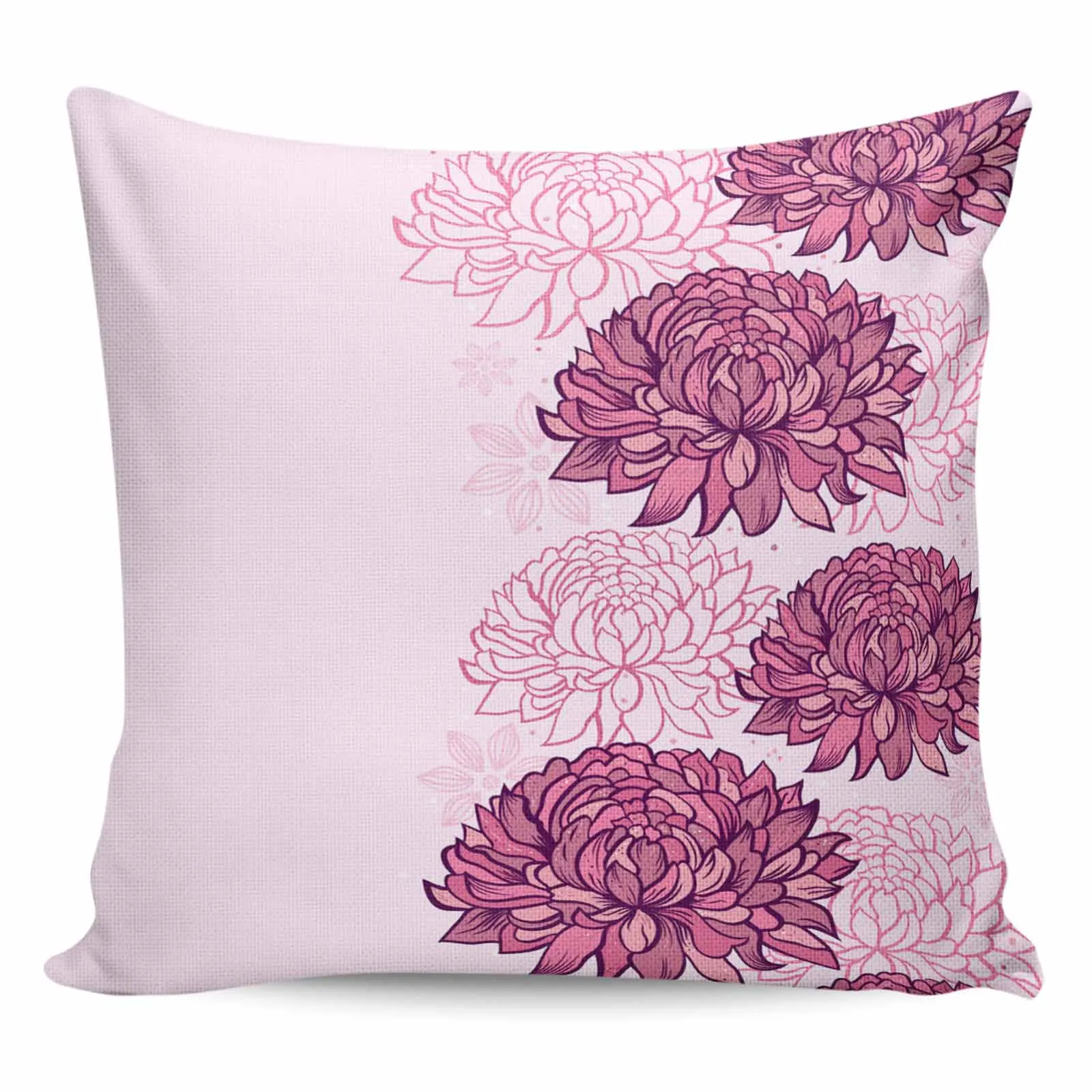 2/4PCS Waterproof Pillow Cover Pink Chrysanthemum Flower Texture Square Throw Pillowcase Home Decoration Sofa Cushion Cover