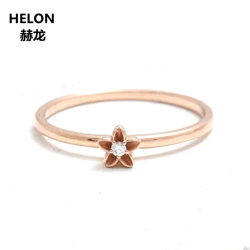 

Solid 14k Rose Gold Natural Diamonds Engagement Ring Anniversary Wedding Band Fine Jewelry Flower
