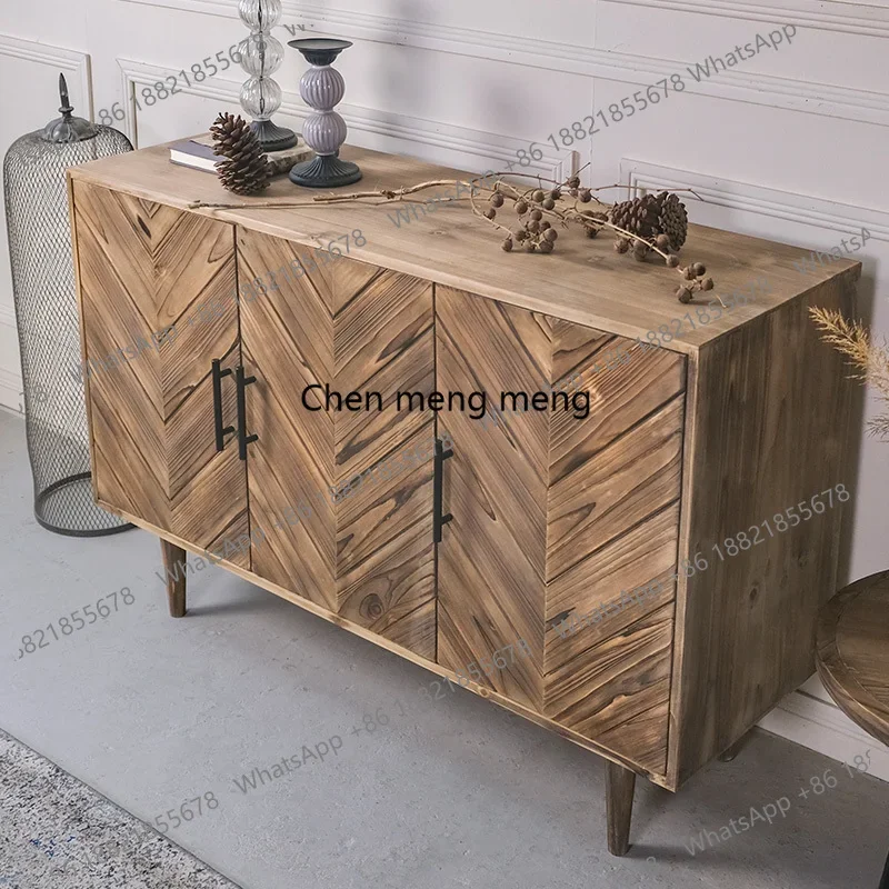 

Wabi-sabi style solid wood sideboard, vintage living room against the wall storage entrance cabinet, homestay storage cabinet