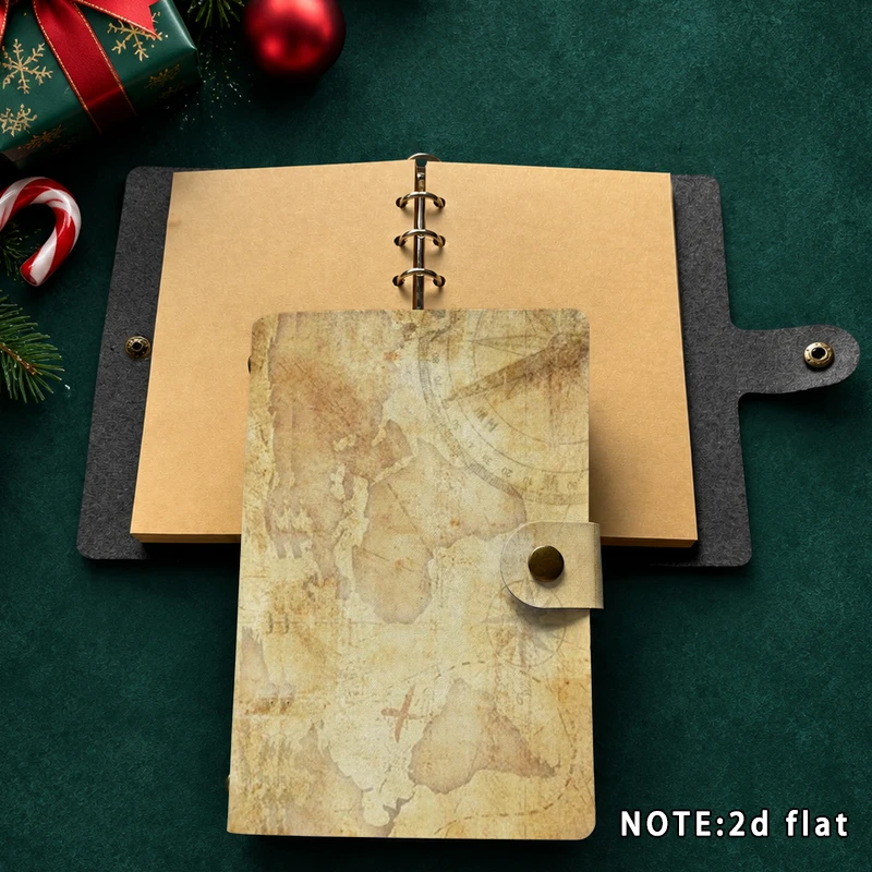 Vintage Old World Map Journal Snap Button Retro Treasure Map Printed Travel Diary Office School Writing Stationery Gift