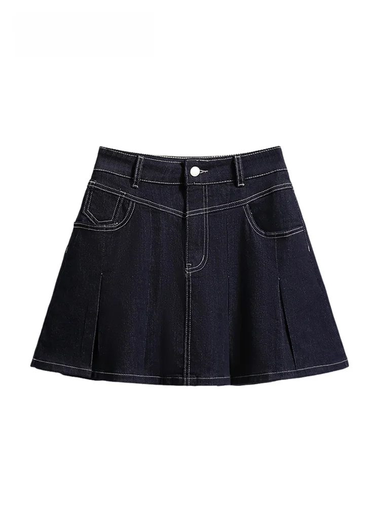 

High Waist Denim Skirt for plus Size Women Early Summer New Sle Slimming Versatile College Sle Cotton Blend Skirt